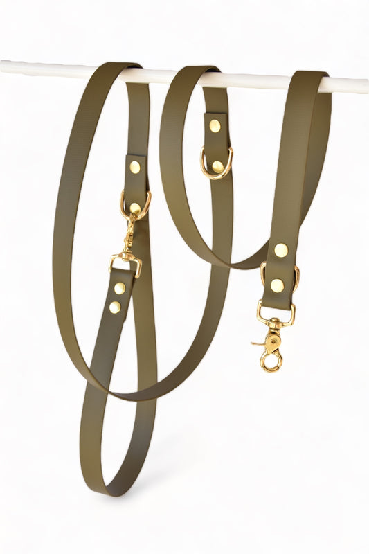 Laisse Multi-positions Olive - Biothane