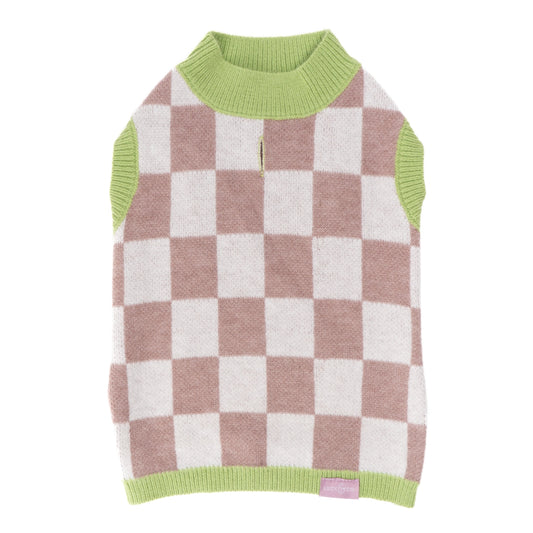 Pull carreaux roses