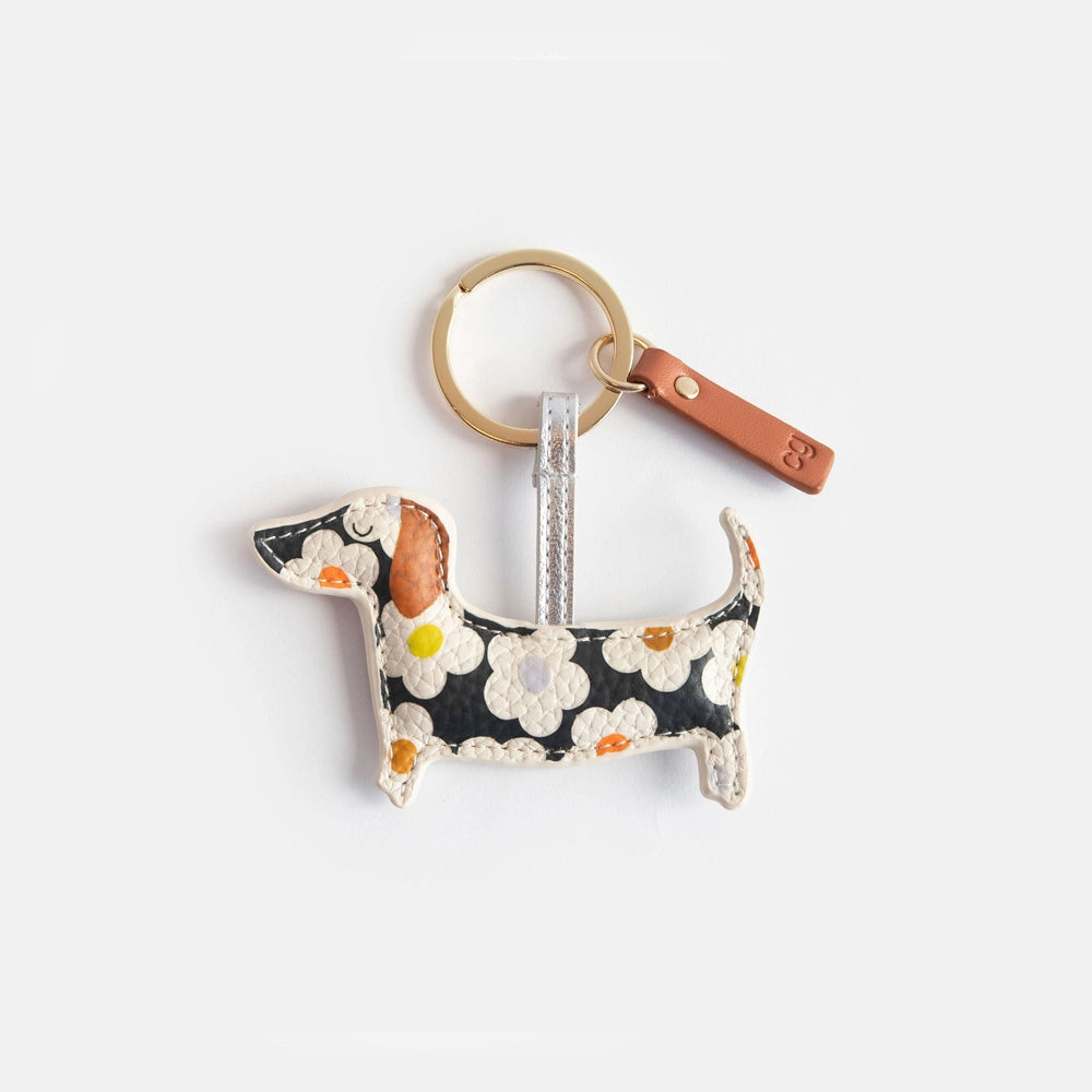 Porte-clés teckel fleurs