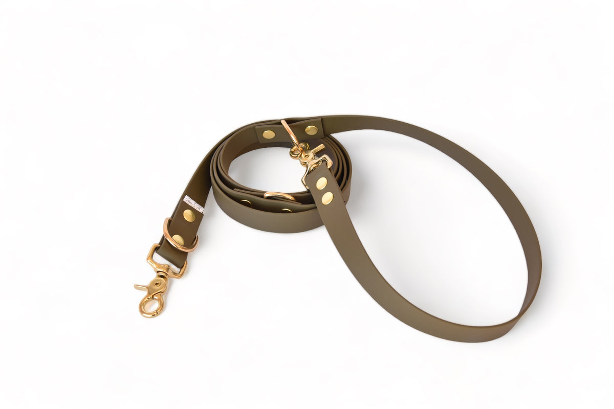 Laisse Multi-positions Olive - Biothane