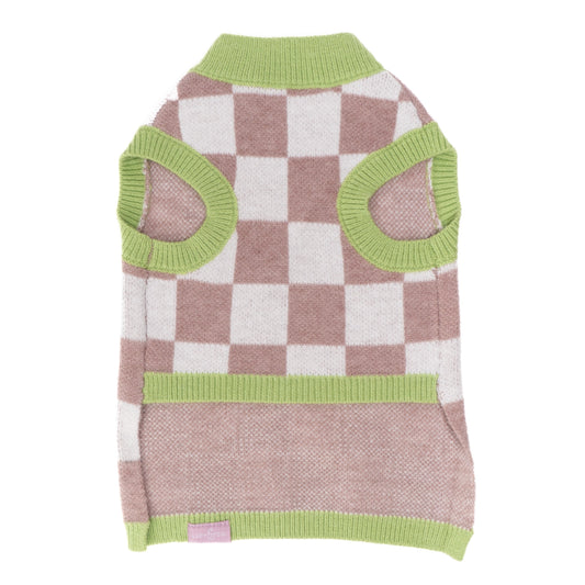 Pull carreaux roses