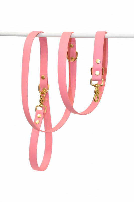 Laisse Multi-positions Rose bonbon - Biothane