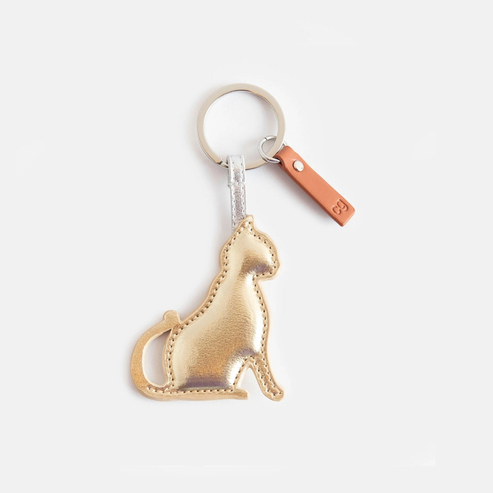 Porte-clés chat doré