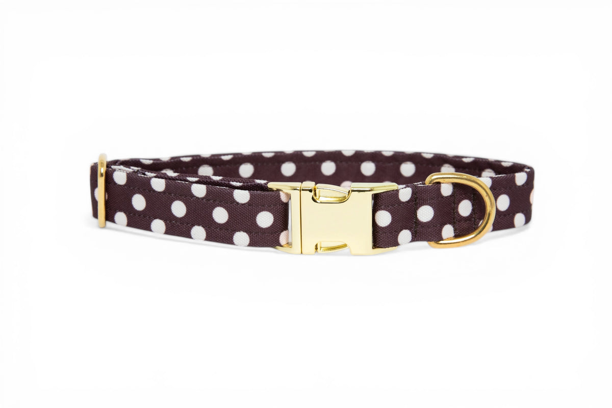 Collier pois Marron - tissu imperméable