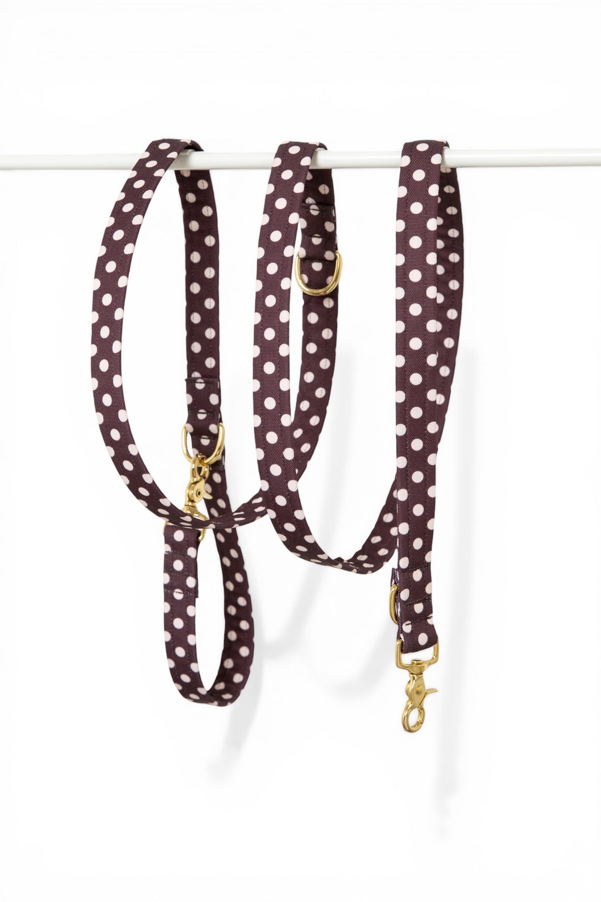 Laisse multi-positions pois Marron - tissu impérméable