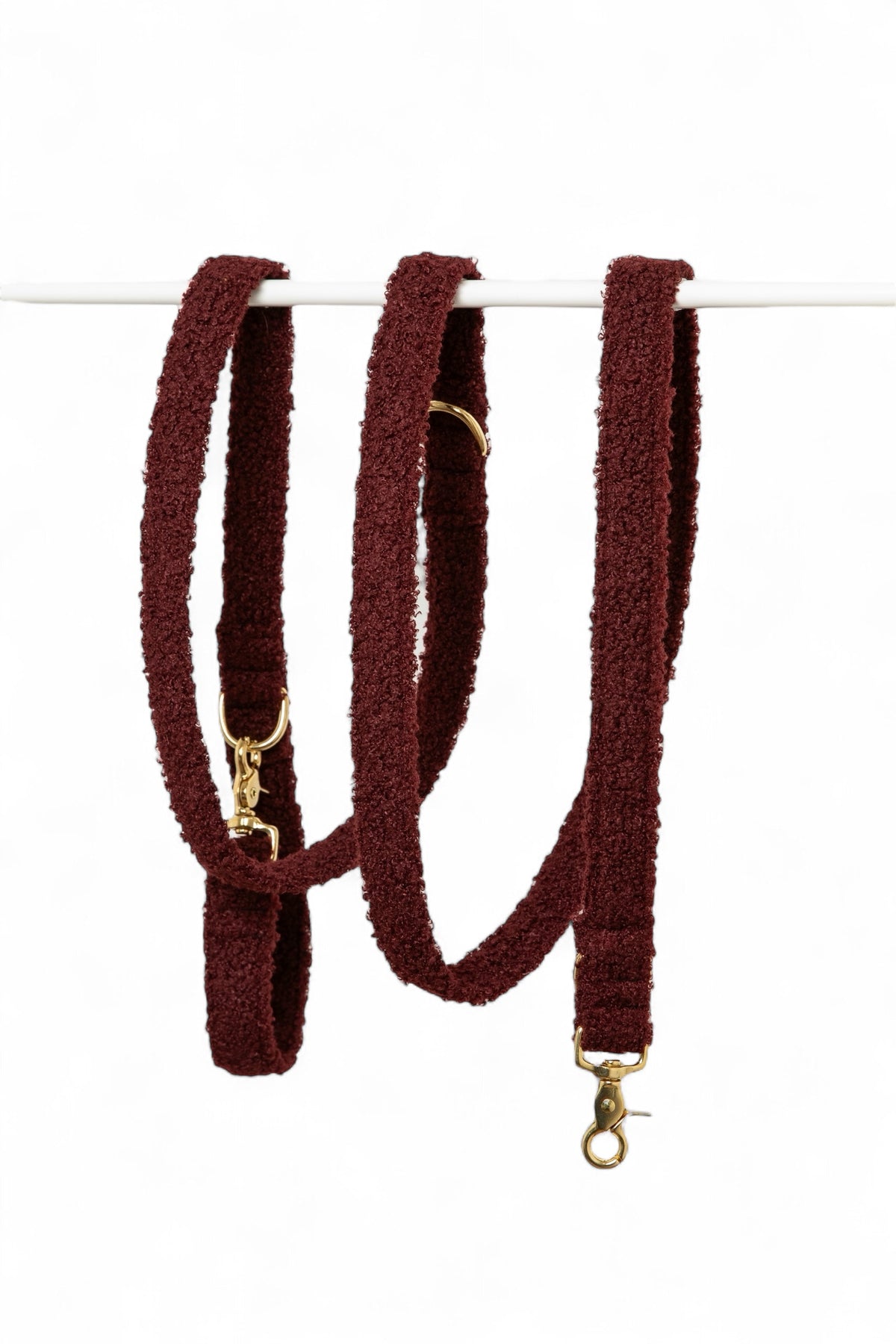 Laisse Multi-positions Teddy Bordeaux - tissu douceur